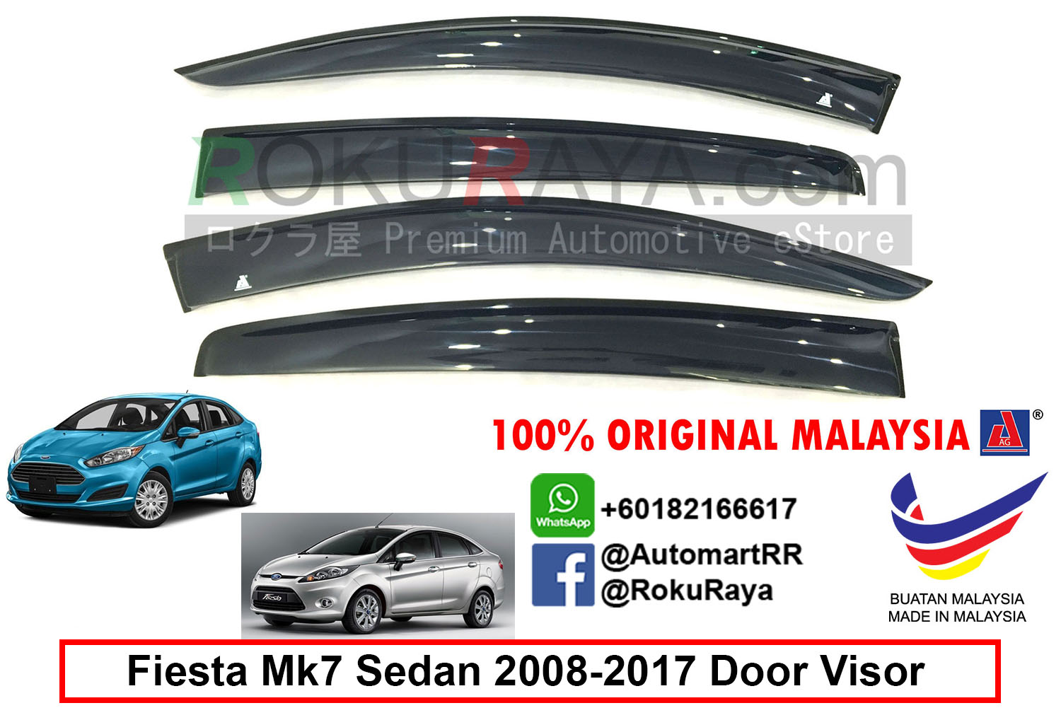 Ford Fiesta Sedan MK7 ( 6th Gen ) 2008-2017 AG Door Visor 